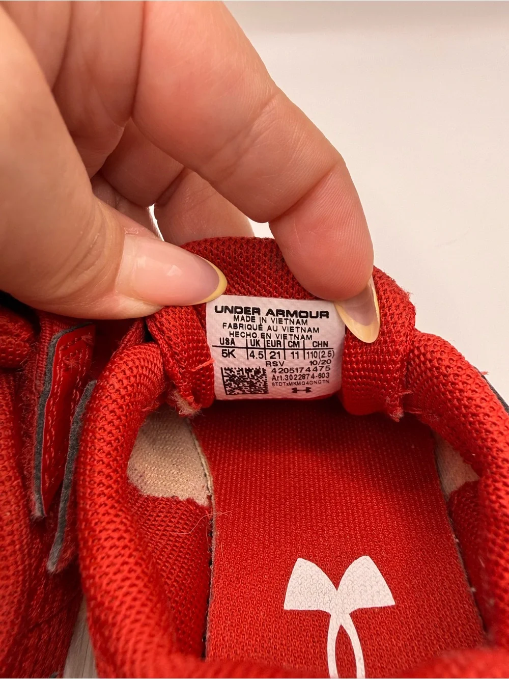 Under Armour Kids Red Hook-and-Loop Athletic Sneakers